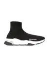 Balenciaga Speed Lt Logo-print Stretch-knit High-top Sneakers In Black