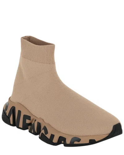 Balenciaga Speed Graffiti Knit Sneaker In Nude