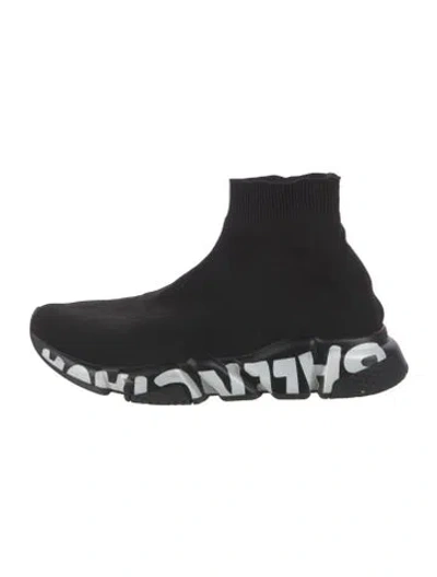 Pre-owned Balenciaga Speed Graffiti Sock Sneakers In Black