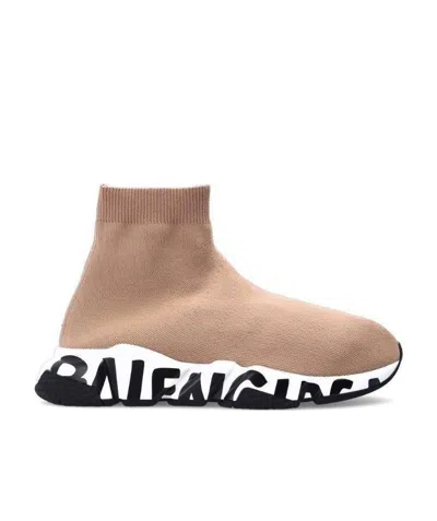 Balenciaga Speed Graffiti Sole Sneakers In Nude