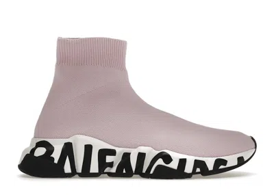 Pre-owned Balenciaga Speed Graffiti (women's) Sneakers In Pink/black