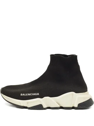 Pre-owned Balenciaga Speed Knit Sneakers In Black