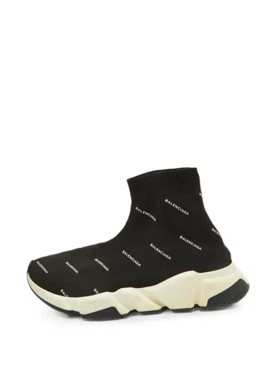 Pre-owned Balenciaga Speed Knit Sneakers In Black