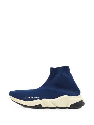 Pre-owned Balenciaga Speed Knit Sneakers In Blue