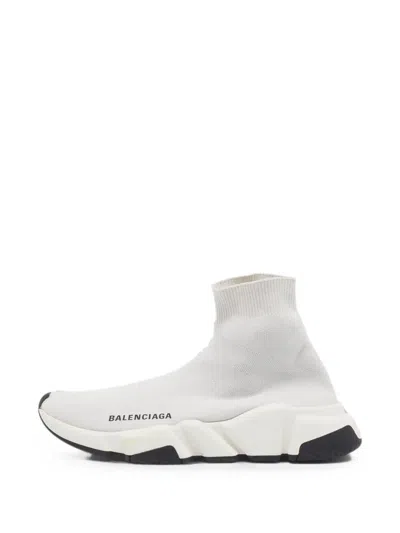 Pre-owned Balenciaga Speed Knit Sneakers In White