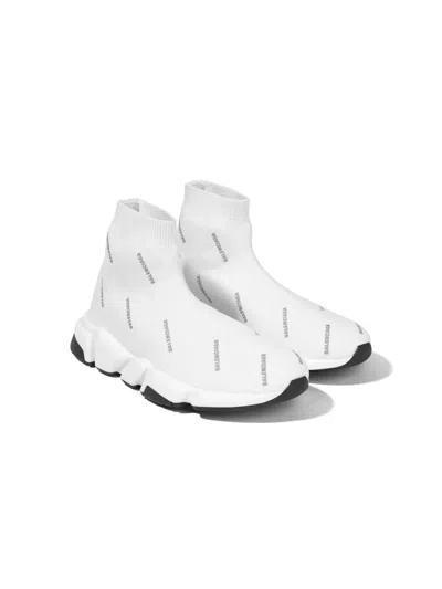 Balenciaga Kids' Speed Knitted Slip-on Sneakers In 白色
