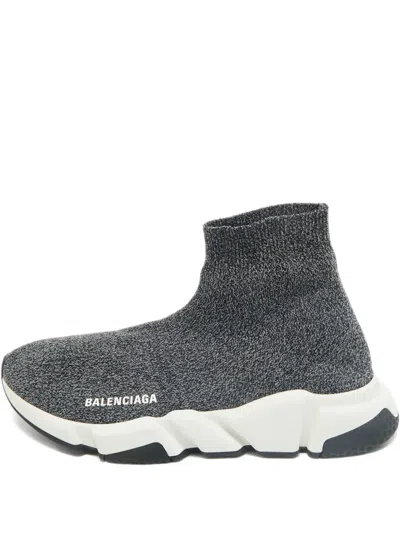 Pre-owned Balenciaga Speed Knitted Sneakers In Gray