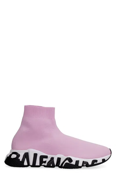 Balenciaga Speed Knitted Sock-sneakers In Pink