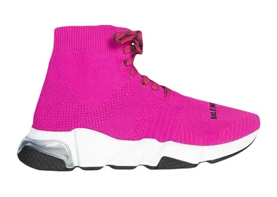 Pre-owned Balenciaga Speed Lace Up Sole (women's) Sneakers In Magenta/clear In Multi