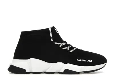 Pre-owned Balenciaga Speed Lace Up White (women's) Sneakers In Black