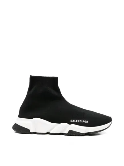Pre-owned Balenciaga Speed Logo-print Sneakers In Black
