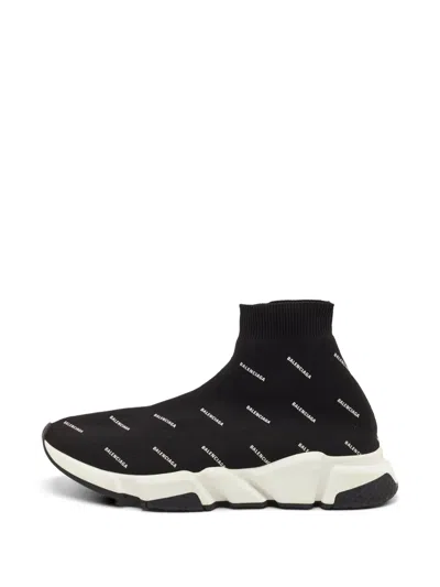 Pre-owned Balenciaga Speed Logo-print Sneakers In Black