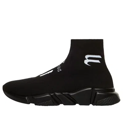 Balenciaga Speed Lt Soccer Sponsor Logo Sneakers 'black Knit'