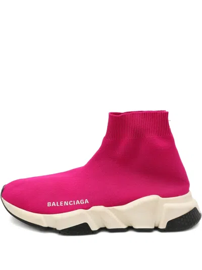 Pre-owned Balenciaga Speed Knitted Sneakers In Pink
