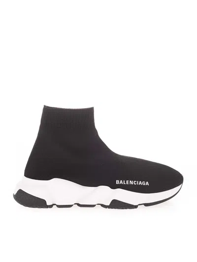 Balenciaga Womens Blk/white Women's Speed Stretch-knit Trainers Eur 36 / 3 Uk In Black