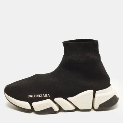 Pre-owned Balenciaga Speed Size 37 Black Knit Fabric High Top Sneakers