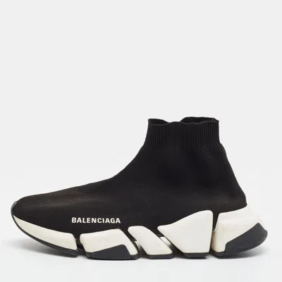 Pre-owned Balenciaga Speed Size 37 Black Knit Fabric High Top Sneakers
