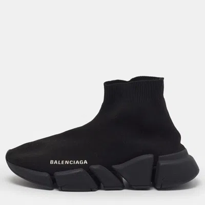 Pre-owned Balenciaga Speed Size 37 Black Knit Fabric High Top Sneakers