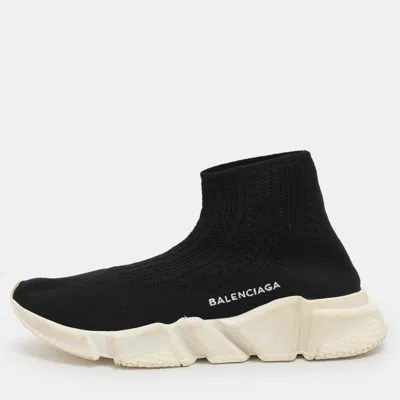 Pre-owned Balenciaga Speed Size 38 Black Knit Fabric High Top Sneakers