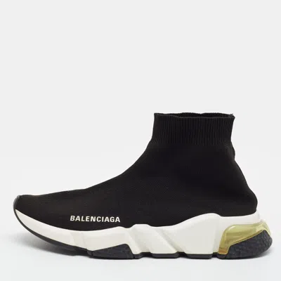 Pre-owned Balenciaga Speed Size 38 Black Knit Fabric High Top Sneakers
