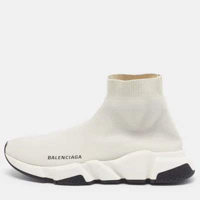 Pre-owned Balenciaga Speed Size 39 White Knit Fabric Slip On Sneakers