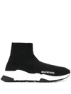 Balenciaga Black Stretch Fabric Speed 2.0 Sneakers In Black