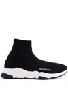 Balenciaga Speed 2.0 Logo-print Glittered Stretch-knit High-top Sneakers In Black