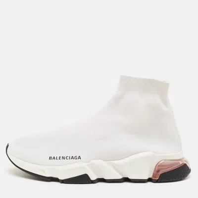 Pre-owned Balenciaga Speed Sock Design Size 42 White Knit Fabric High Top Sneakers