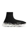 Balenciaga Women's Speed 2.0 Full Clear Sole Recycled Knit Sneaker In Black In Black