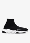Balenciaga Speed 2.0 Logo-print Glittered Stretch-knit High-top Sneakers In Black