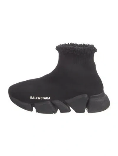 Pre-owned Balenciaga Speed Trainer 2.0 ' Faux Fur' Sock Sneakers In Black