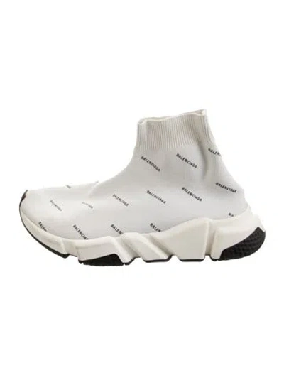 Pre-owned Balenciaga Speed Trainer 'all Over Print' Chunky Sneakers In White