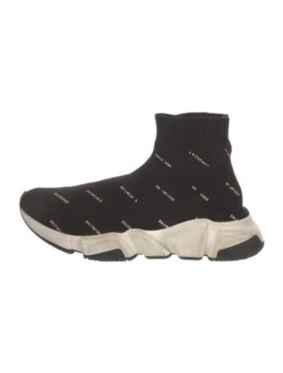 Pre-owned Balenciaga Speed Trainer 'all Over' Sock Sneakers In Black