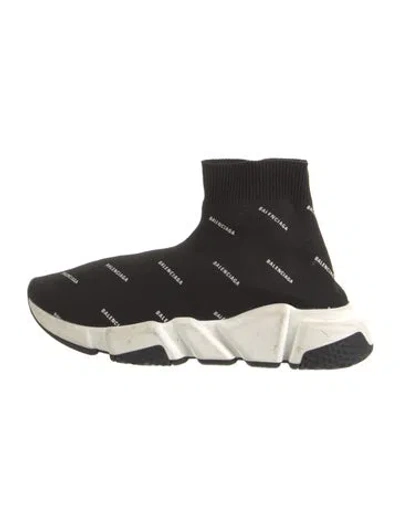 Pre-owned Balenciaga Speed Trainer 'all Over' Sock Sneakers In Black