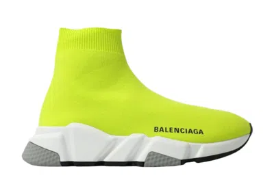 Pre-owned Balenciaga Speed Trainer Black (women's) Sneakers In Lime/white/grey