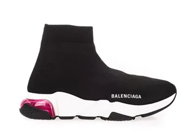 Pre-owned Balenciaga Speed Trainer Clear Sole (women's) Sneakers In Black/white/red In Multi