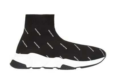 Pre-owned Balenciaga Speed Trainer Logo Print White 2020 (women's) Sneakers In Black