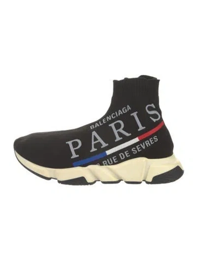 Pre-owned Balenciaga Speed Trainer 'paris' Chunky Sneakers In Black