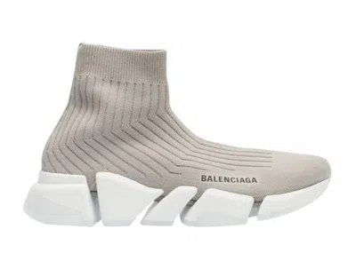 Pre-owned Balenciaga Speed Trainer Ribknit (women's) Sneakers In Light Gray