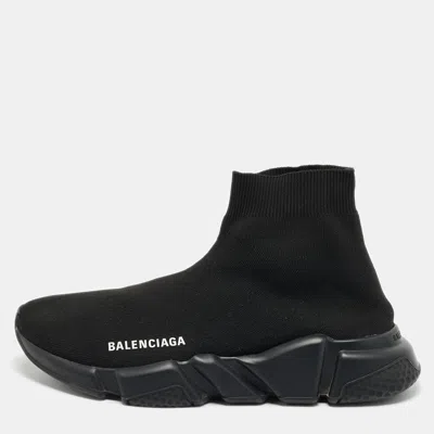 Pre-owned Balenciaga Speed Trainer Size 39 Black Knit Fabric High Top Sneakers