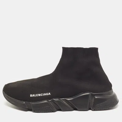 Pre-owned Balenciaga Speed Trainer Size 42 Black Knit Fabric High Top Sneakers