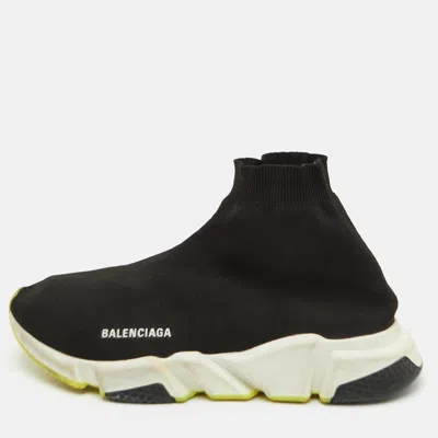 Pre-owned Balenciaga Speed Trainer Size 44 Black Knit Fabric High Slip On Sneakers