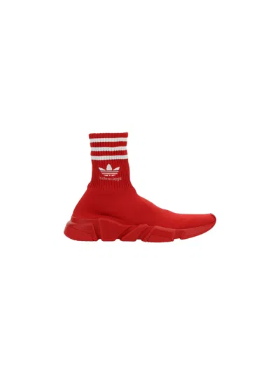 Balenciaga Speed Trainers Knitted Sock-sneakers In Red