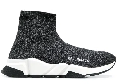 Pre-owned Balenciaga Speed Trainers Mid Lurex Knit (women's) Sneakers In Grey