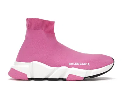 Pre-owned Balenciaga Speed Trainers Mid White (women's) Sneakers In Pink