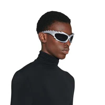 Pre-owned Balenciaga Spike Rectangle Sunglasses Bb0255s 003 Silver In Black
