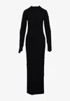 Balenciaga Spiral Knitted Maxi Dress In Black