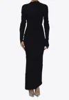 Balenciaga Ribbed Knit Maxi Dress With Asymmetric Design In Brown
