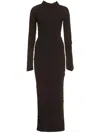 Balenciaga Ribbed Knit Maxi Dress With Asymmetric Design In Brown