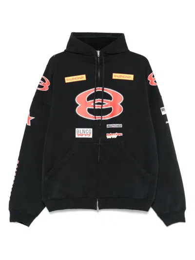 Balenciaga Sponsor Logos Hoodie In Black